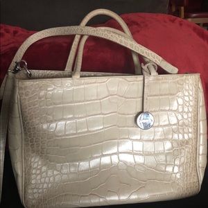 Furla beige croc embossed leather“practica” tote!